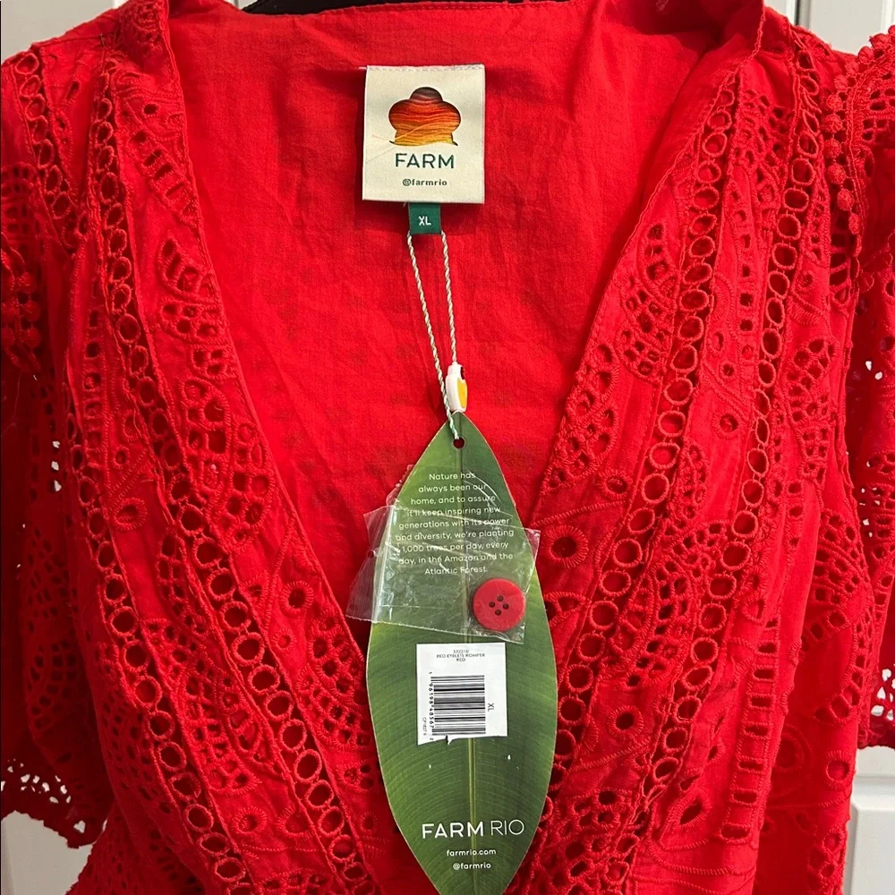 NWT! FARM Rio Red Eyelet Romper - Picture 8 of 11